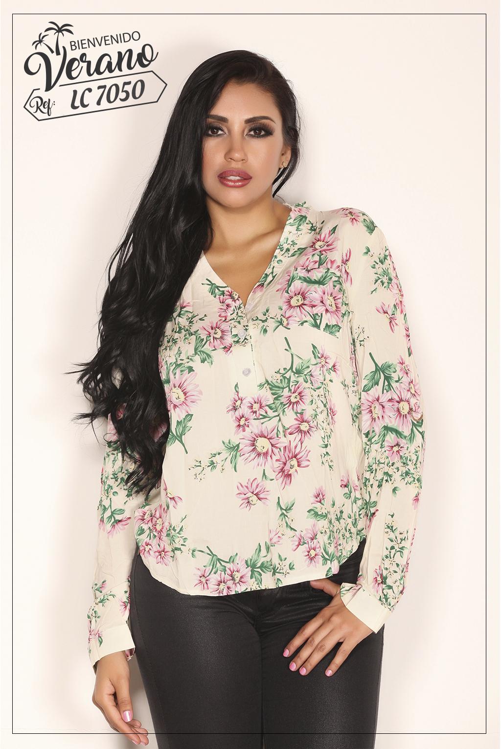 Ref. 003 -LC7050 BLUSA MANGA LARGA - ropacolombianaeneuropa