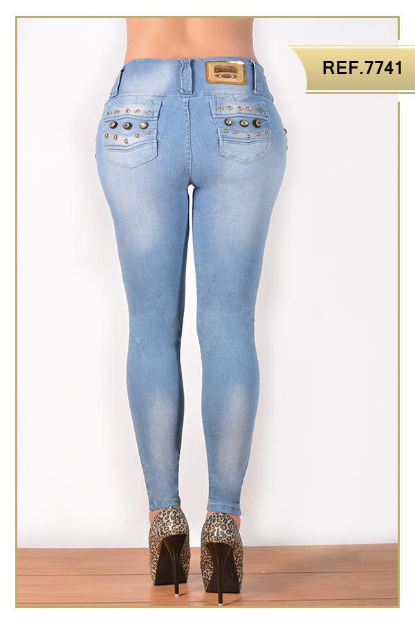 Ref. 006 -7741APLIQUE Espectacular Jean Levantacola Colombiano Con Apliques