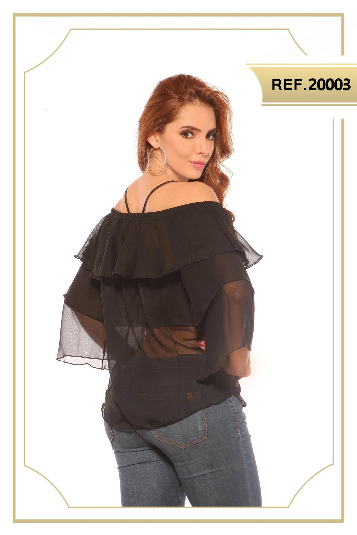 Ref. 004 -20003 BLUSA COLOMBIANA MANGA LARGA