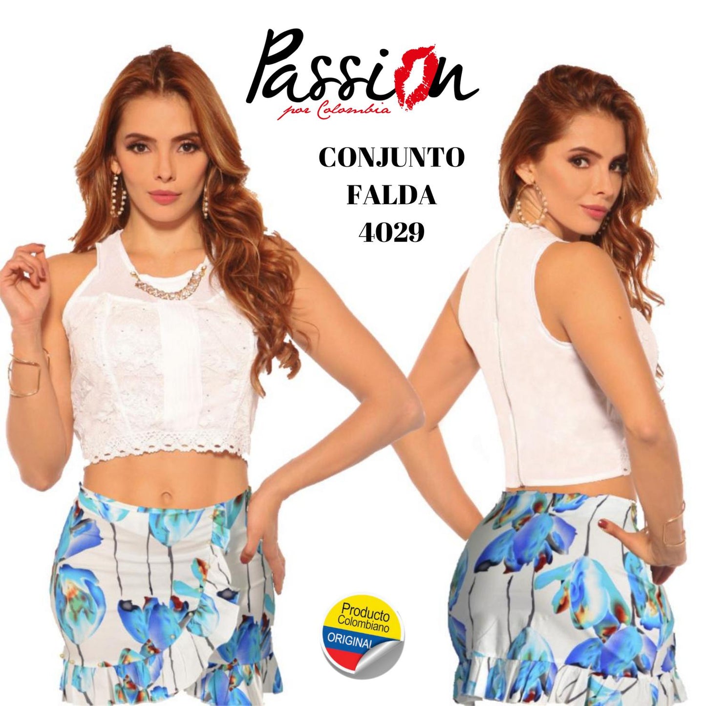 Ref. 030 -4029 Conjunto de Falda y blusa Colombianos de Moda - ropacolombianaeneuropa