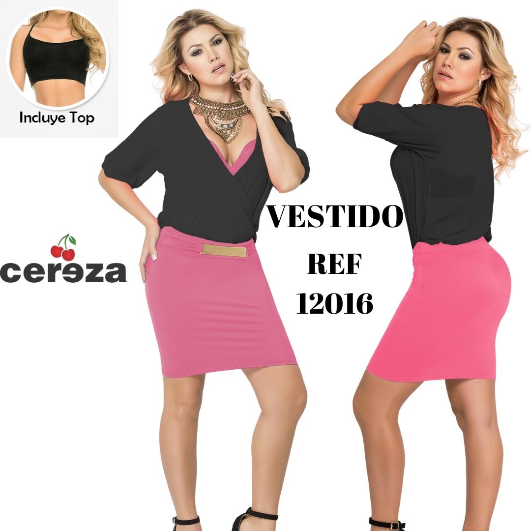 Ref. 004 -12016 VESTIDO CEREZA - ropacolombianaeneuropa