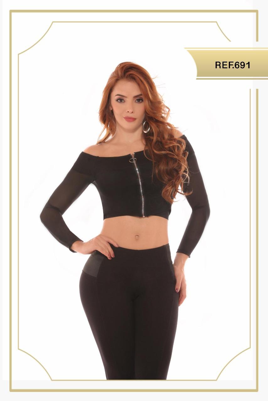 Ref. 003 -0691 Sexy Blusa Corta Americana con mangas largas - ropacolombianaeneuropa