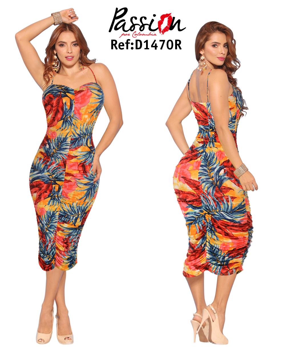 Ref. 003 -D1470R Vestido corto de fiesta - ropacolombianaeneuropa