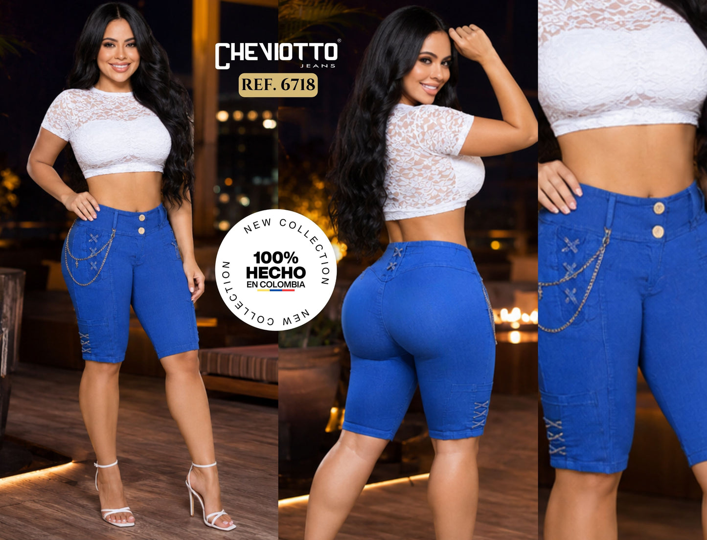 Ref. 001 - 906718 CH Jean Capri Levantacola Ajuste Perfecto - ropacolombianaeneuropa