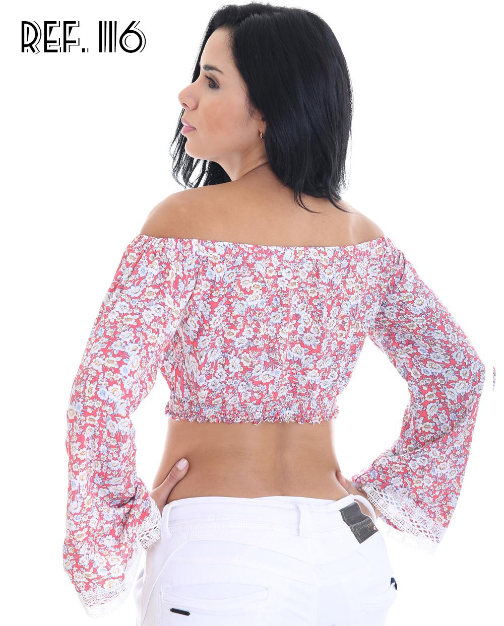 Ref. 001 -116 BLUSA COLOMBIANA MANGA LARGA