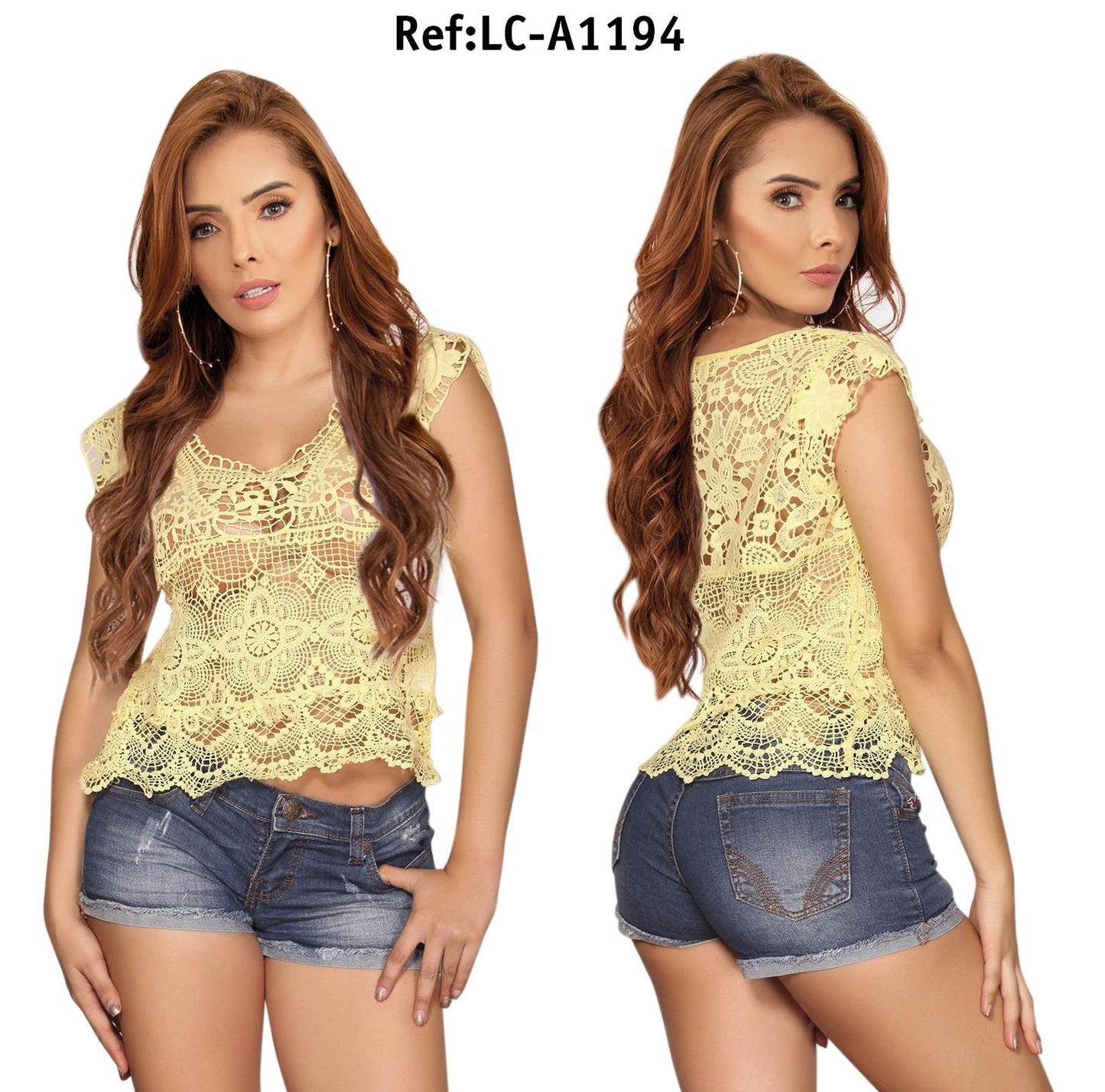 Ref. 003 -LCA1194 BLUSA MANGA CORTA - ropacolombianaeneuropa