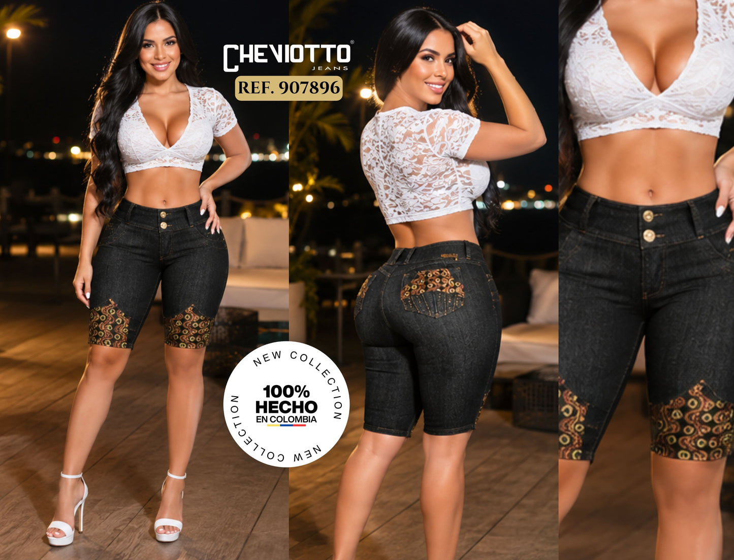 Ref. 001 - 907896 CH Jean Radiante y Llamativo tipo Capri - ropacolombianaeneuropa
