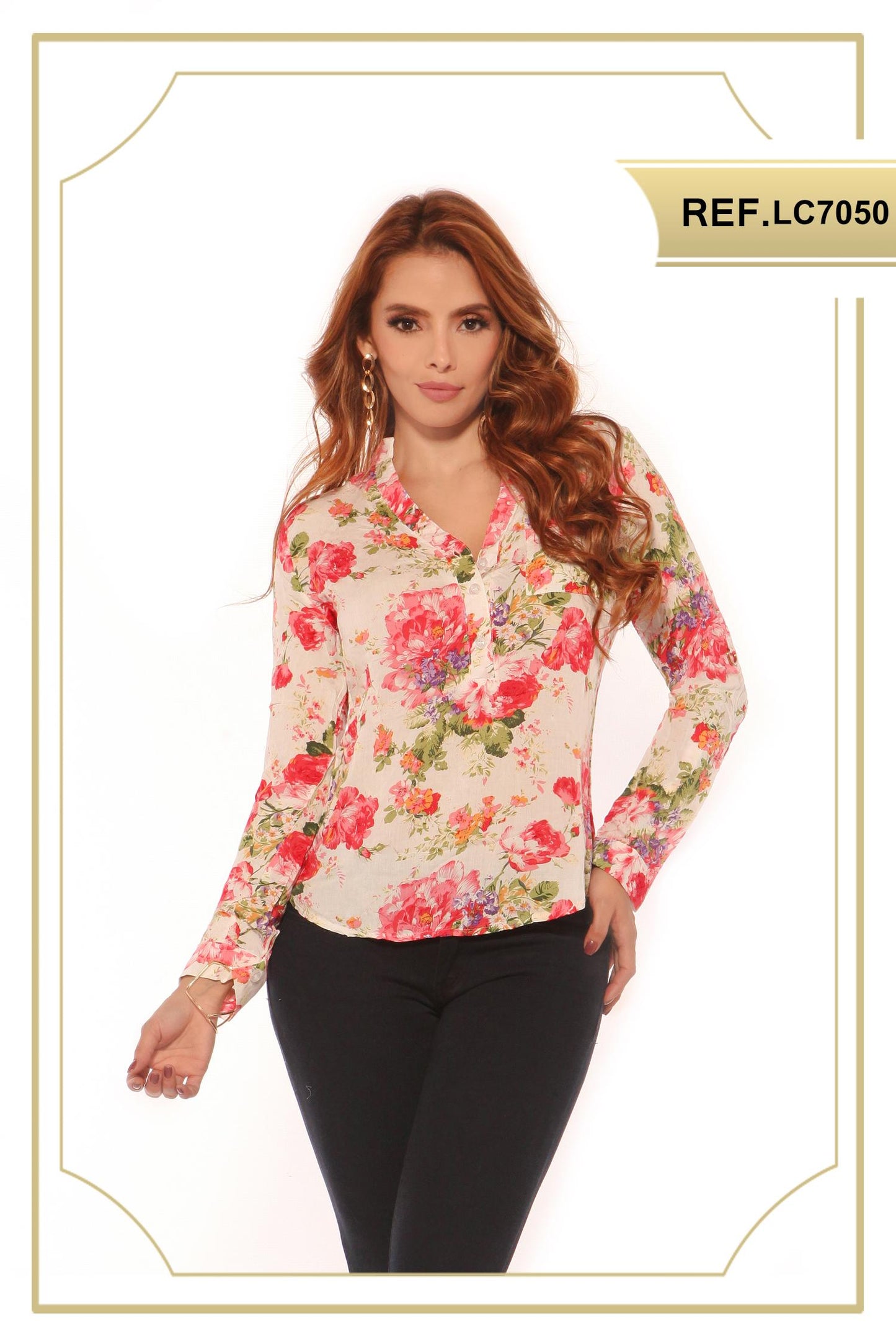 Ref. 003 -LC7050 BLUSA MANGA LARGA - ropacolombianaeneuropa