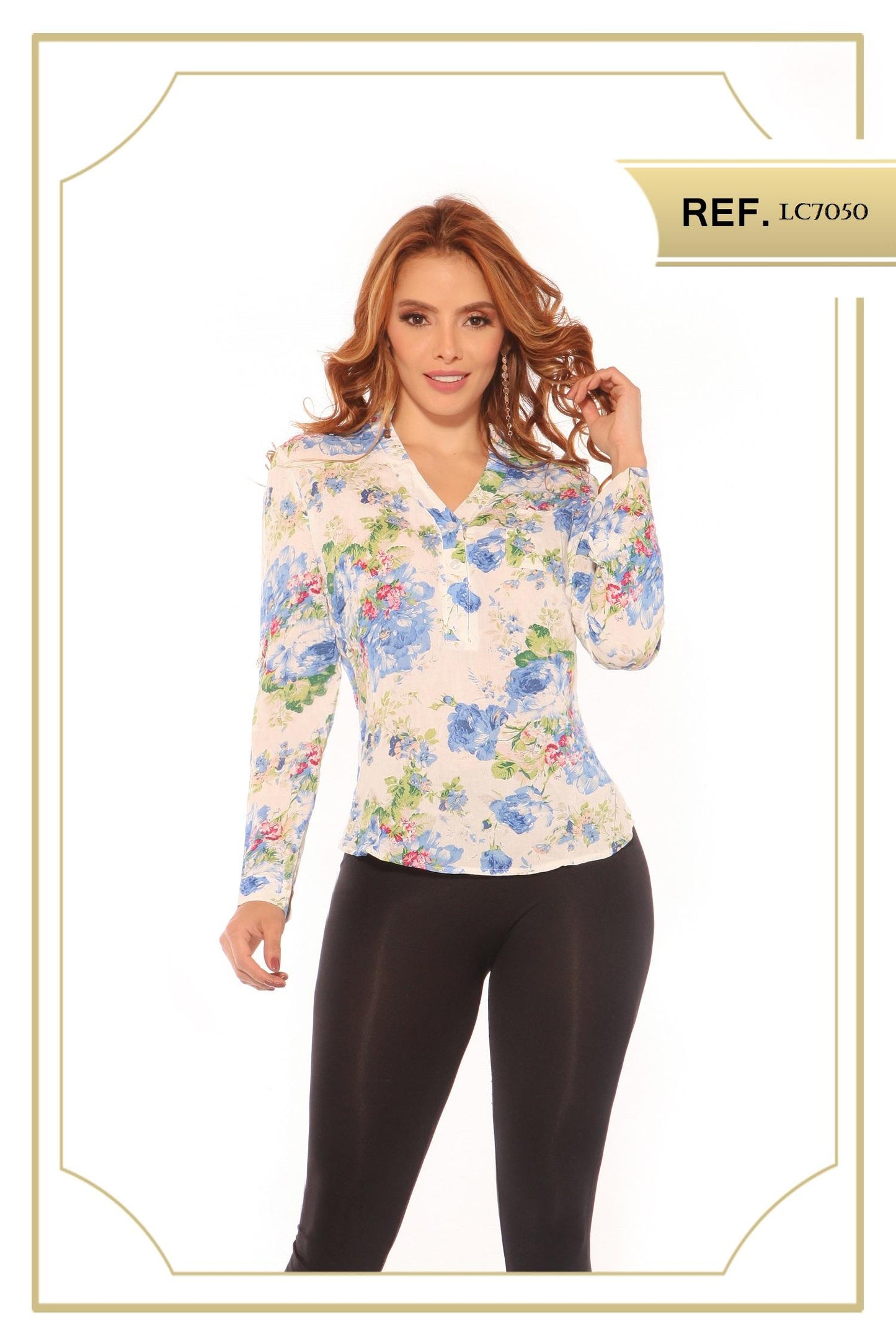Ref. 003 -LC7050 BLUSA MANGA LARGA - ropacolombianaeneuropa