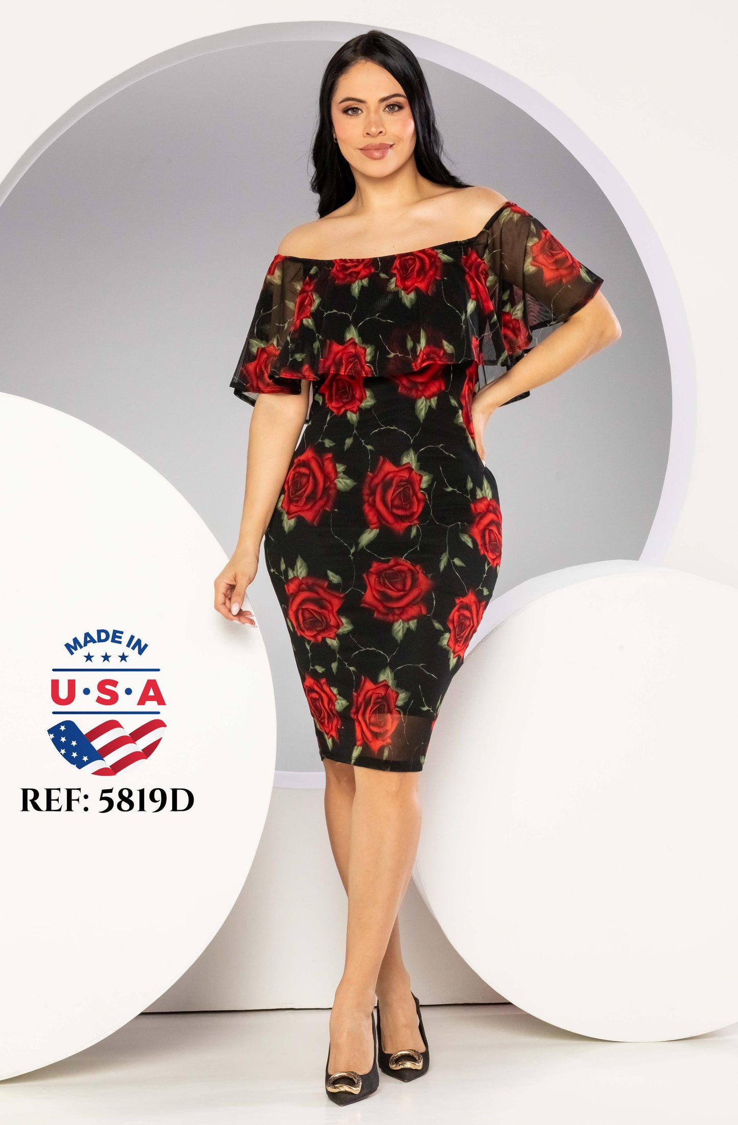 Ref. 003 -5819D VESTIDO FIESTA CORTO - ropacolombianaeneuropa