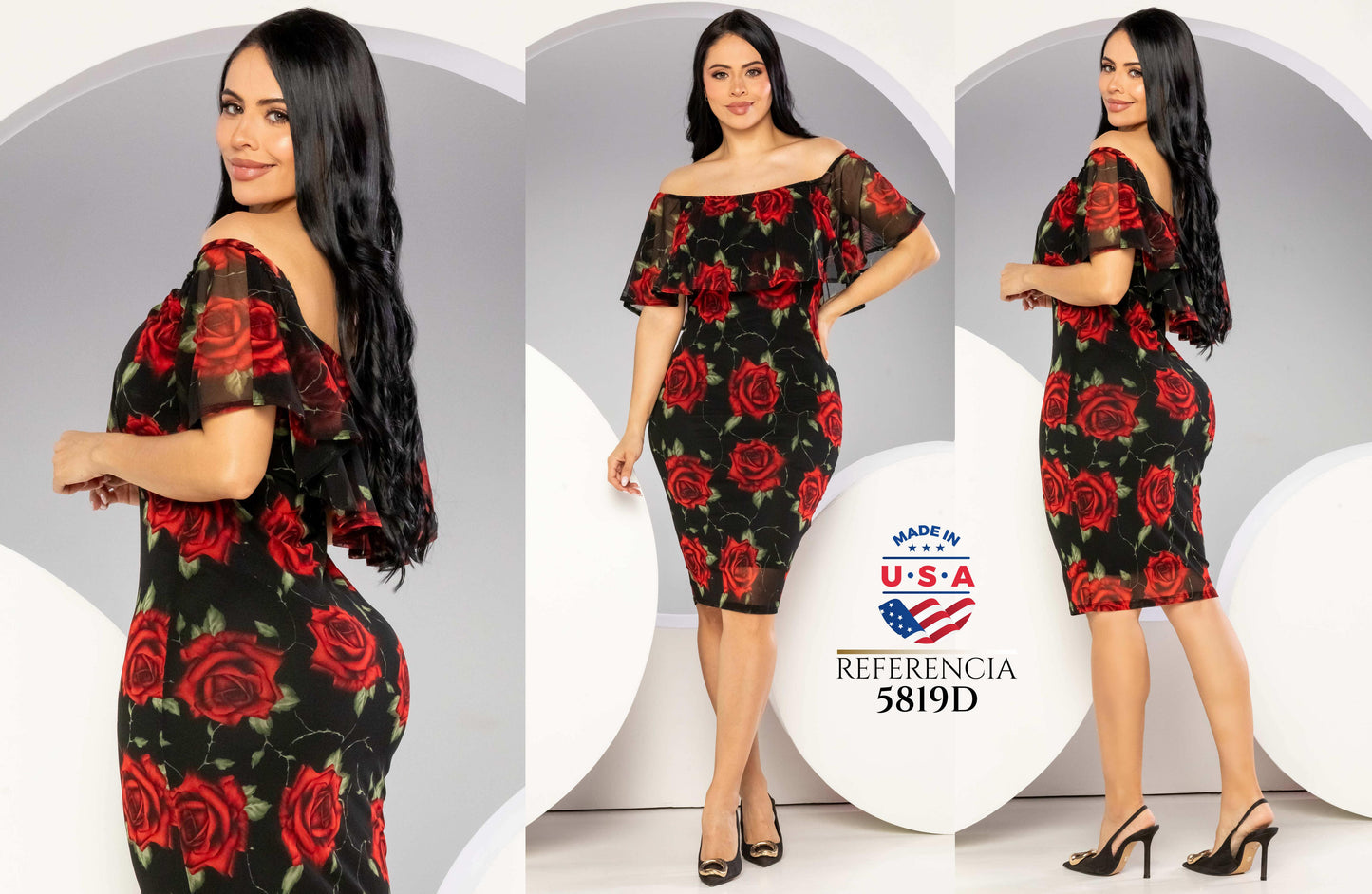 Ref. 003 -5819D VESTIDO FIESTA CORTO - ropacolombianaeneuropa