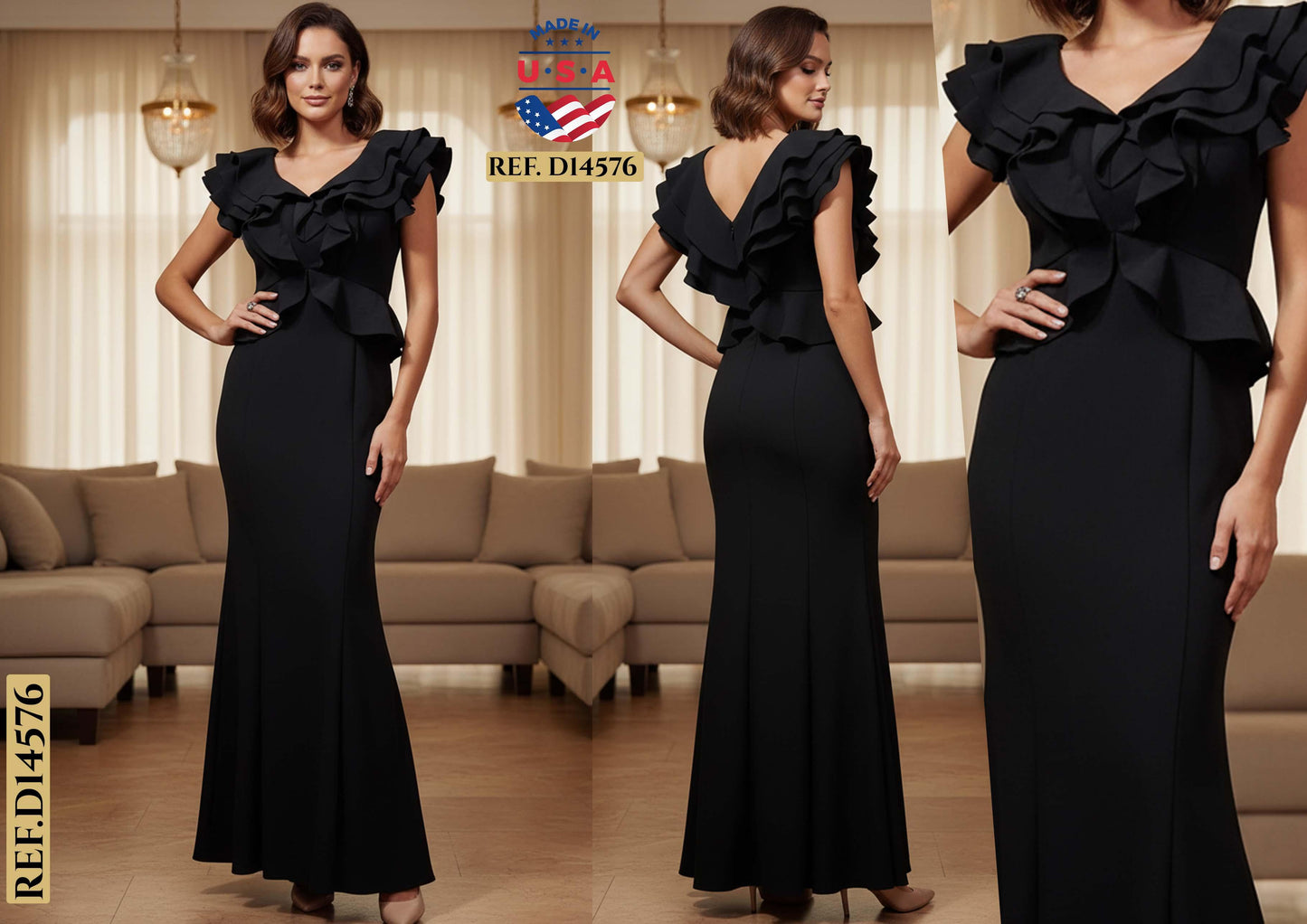 Ref. 003 -D14576 Vestido Americano de Moda