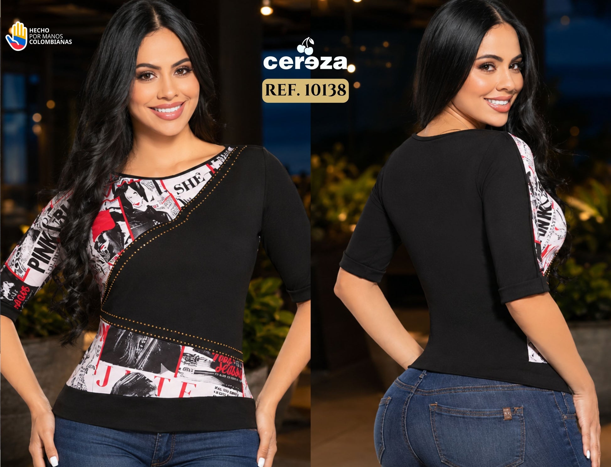 Ref. 004 -10138 BLUSA SEXY DAMA CEREZA - ropacolombianaeneuropa