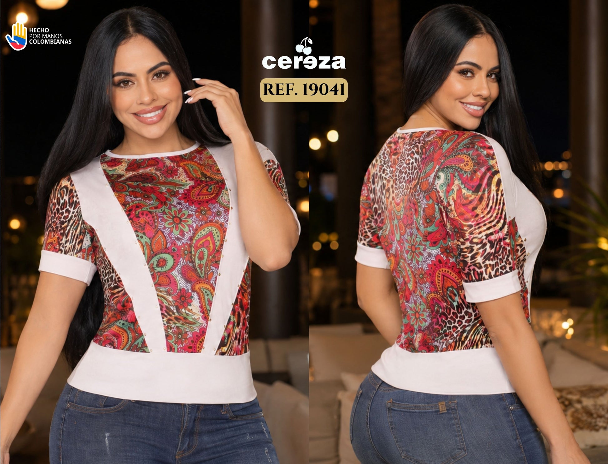 Ref. 004 -19041 BLUSA DAMA MANGA CORTA COLOMBIANA - ropacolombianaeneuropa