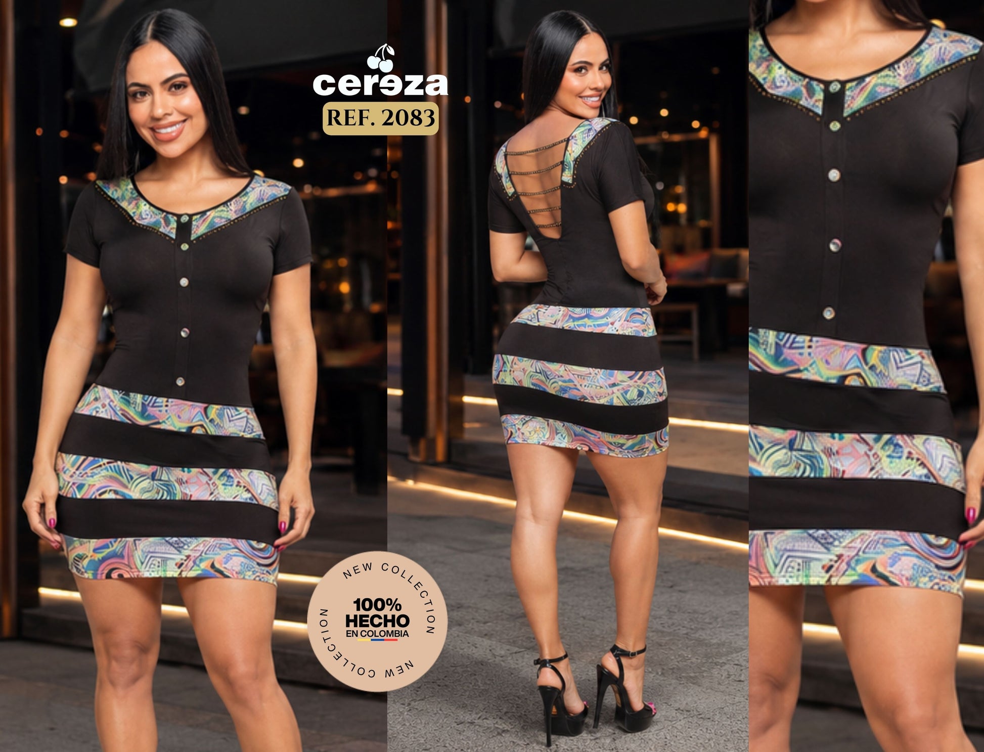 Ref. 004 -2083 Vestido Cereza - ropacolombianaeneuropa