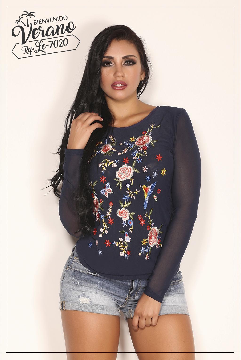 Ref. 003 -LC7020 BLUSA MANGA LARGA - ropacolombianaeneuropa