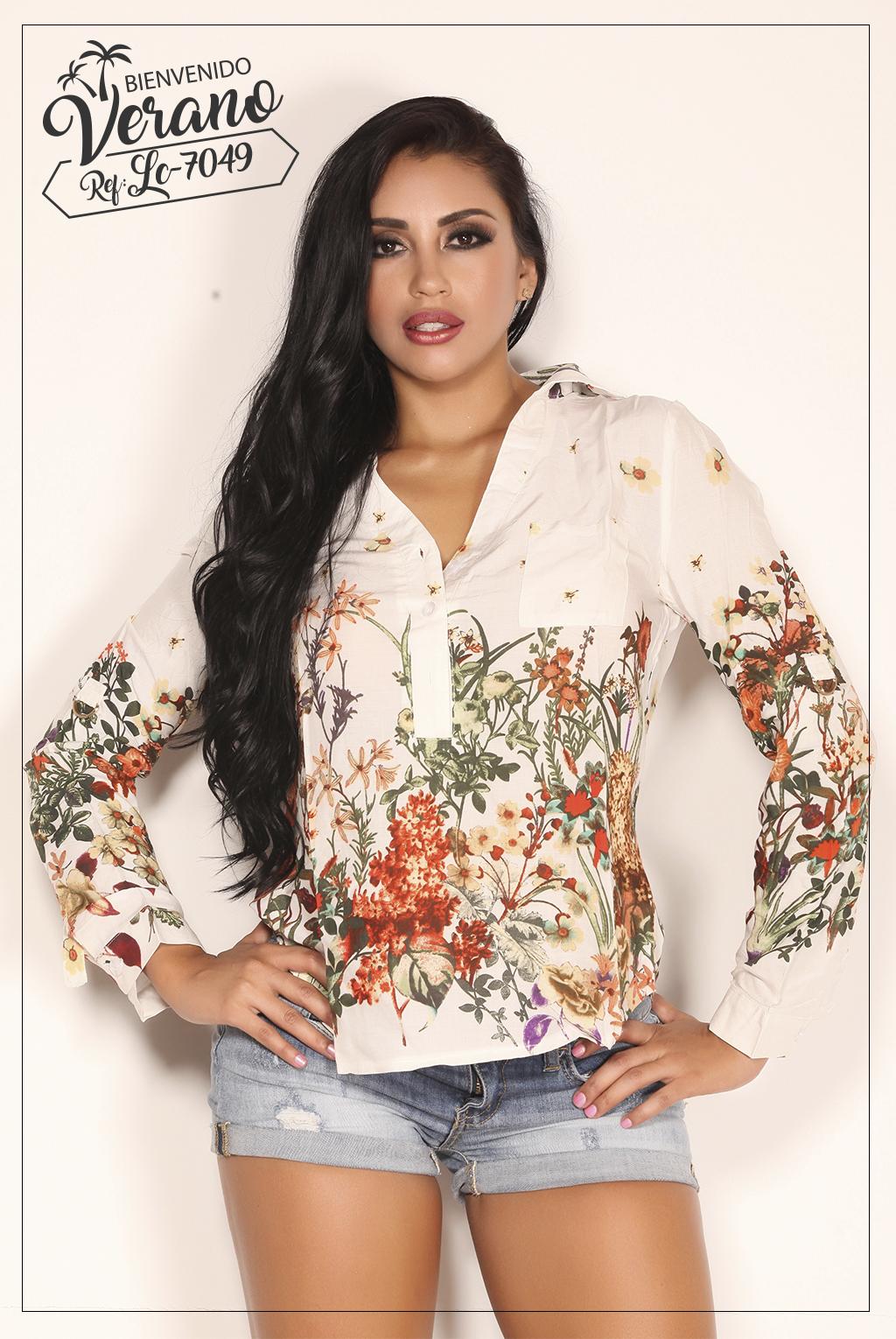 Ref. 003 -LC7049 BLUSA MANGA LARGA - ropacolombianaeneuropa