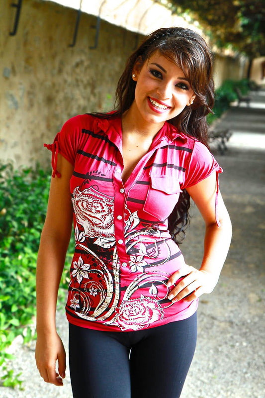 Ref. 003 -1100 Blusa Camisera Estampada - ropacolombianaeneuropa
