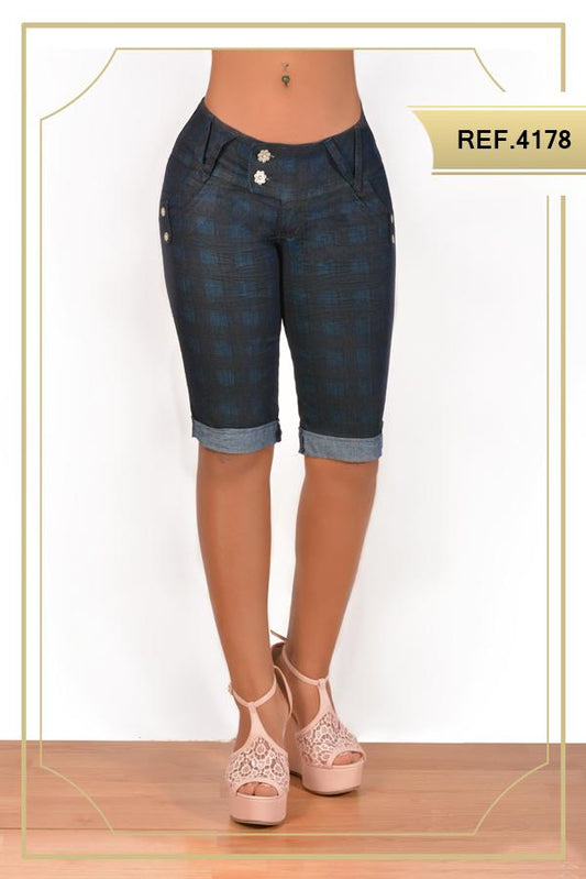 Ref. 001 -4178C Jean Capri de Dama Cheviotto levantacola