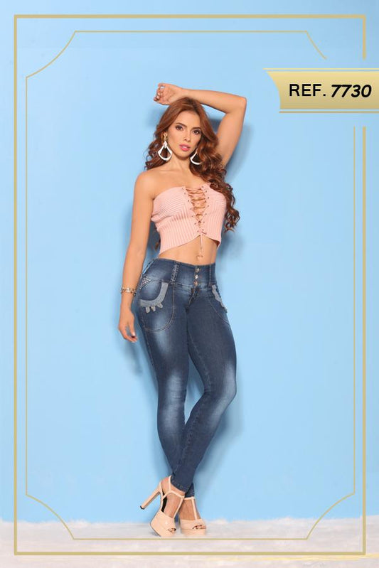 Ref. 006 -7730 JEANS DAMA CON BOLSILLOS - ropacolombianaeneuropa