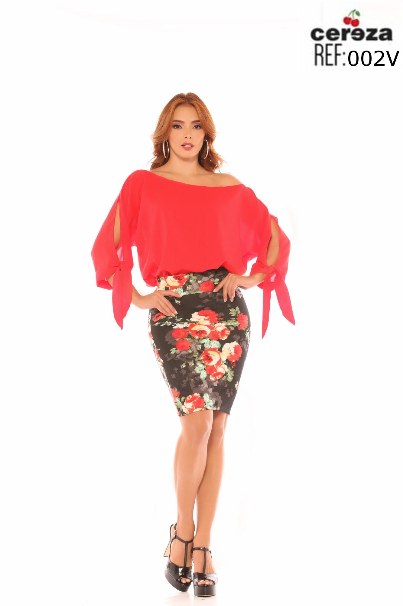 Ref. 004 -002V Conjunto Colombiano de Falda y Blusa - ropacolombianaeneuropa