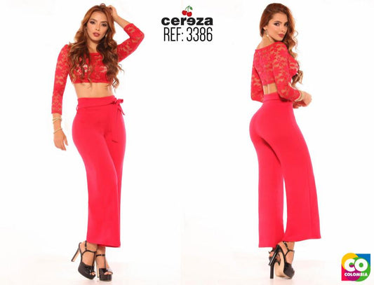 Ref. 004 -3386 Sensacional Conjunto Colombiano de Blusa y Pantalón - ropacolombianaeneuropa