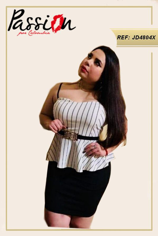 Ref. 003 -JD4804X Vestido Corto Americano tallas especiales plus - ropacolombianaeneuropa