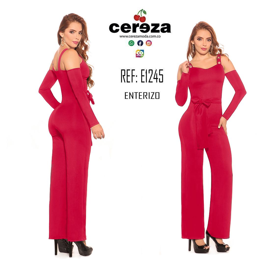 Ref. 004 -E1245 Enterizo tela Colombiana, Con Botas Anchas, Hermoso Horma y Tiras sobre los Hombros, Cinta Decorativa en la cintura. - ropacolombianaeneuropa