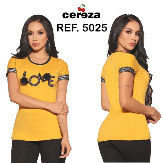 Ref. 004 -5025 Fabulosa Blusa de Moda Colombiana manga corta - ropacolombianaeneuropa