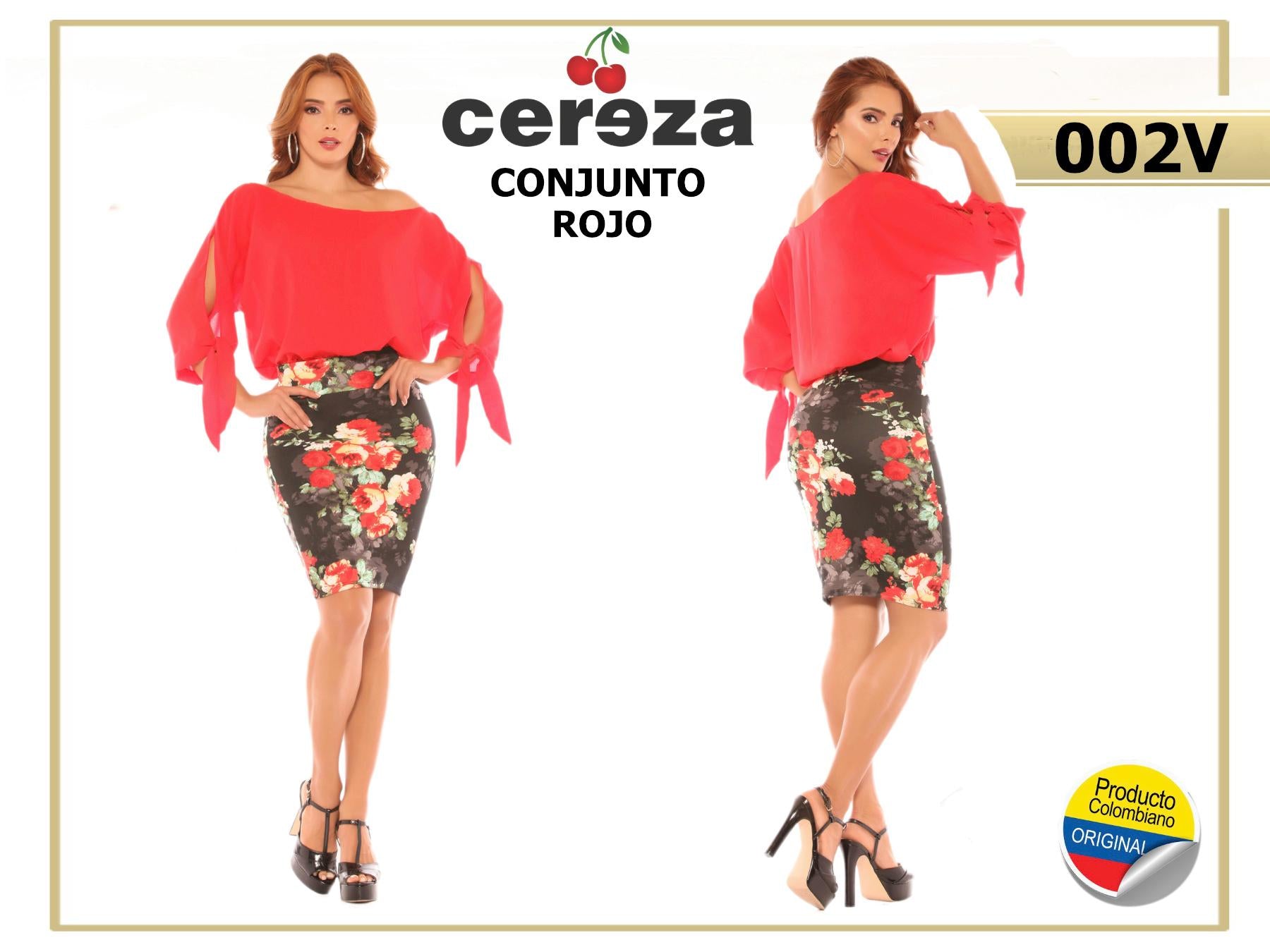 Ref. 004 -002V Conjunto Colombiano de Falda y Blusa - ropacolombianaeneuropa
