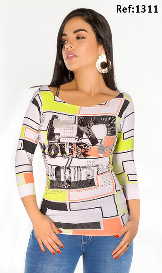 Ref. 003 -1311-2 Blusa Cereza Manga Larga - ropacolombianaeneuropa