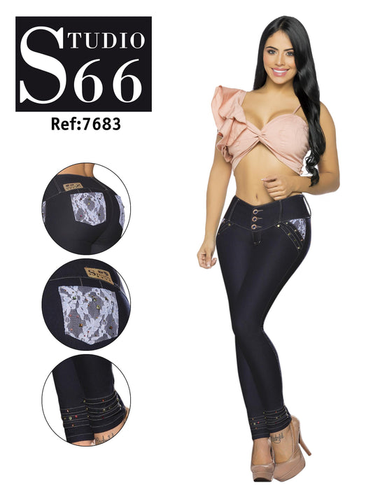 Ref. 014 -7683 Jean Diseño Encaje - ropacolombianaeneuropa