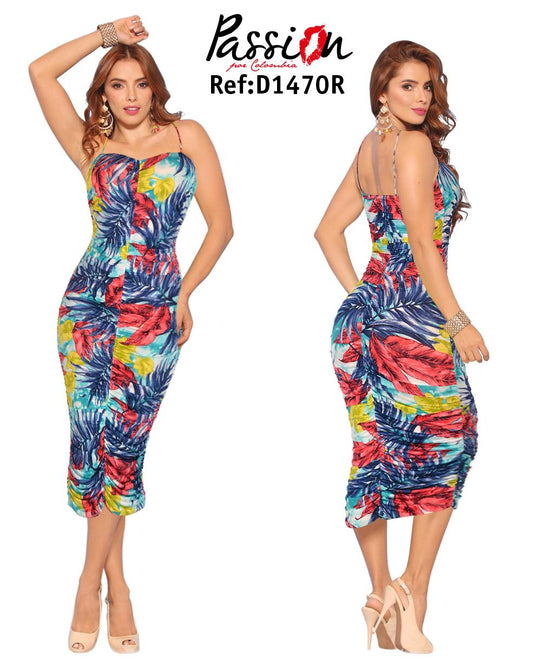 Ref. 003 -D1470R Vestido corto de fiesta - ropacolombianaeneuropa