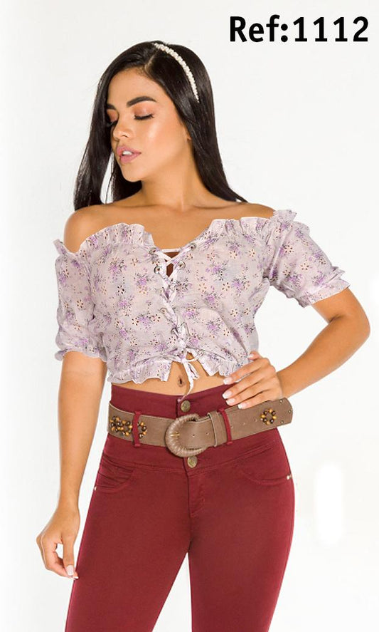 Ref. 1112 cereza  Blusa Sexy Dama - ropacolombianaeneuropa
