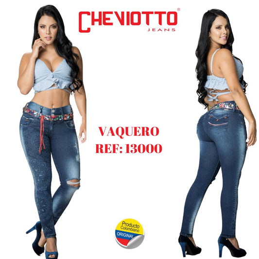Ref. 001 -13000 pantalon skiny con bolsillos traseros decorados