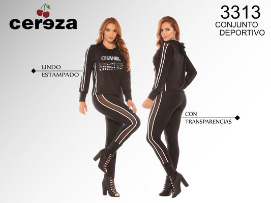 Ref. 004 -3313CHANEL Conjunto Colombiano De Moda Tipo Deportivo - ropacolombianaeneuropa