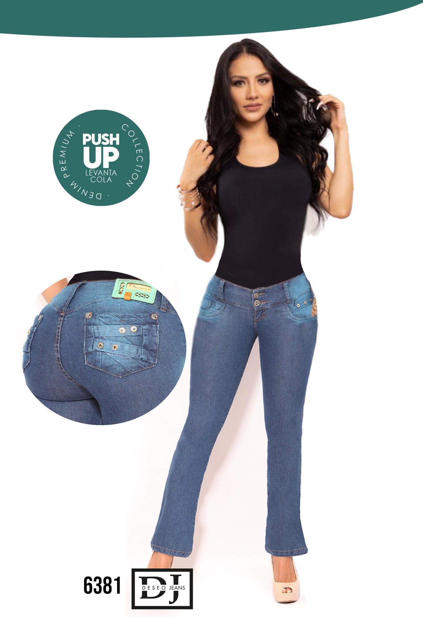Ref. 006 -6381 JEAN COLOMBIANO LEVANTACOLA CON BOLSILLOS
