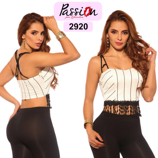Ref. 015 -2920 Blusa a Rayas con Flecos - ropacolombianaeneuropa
