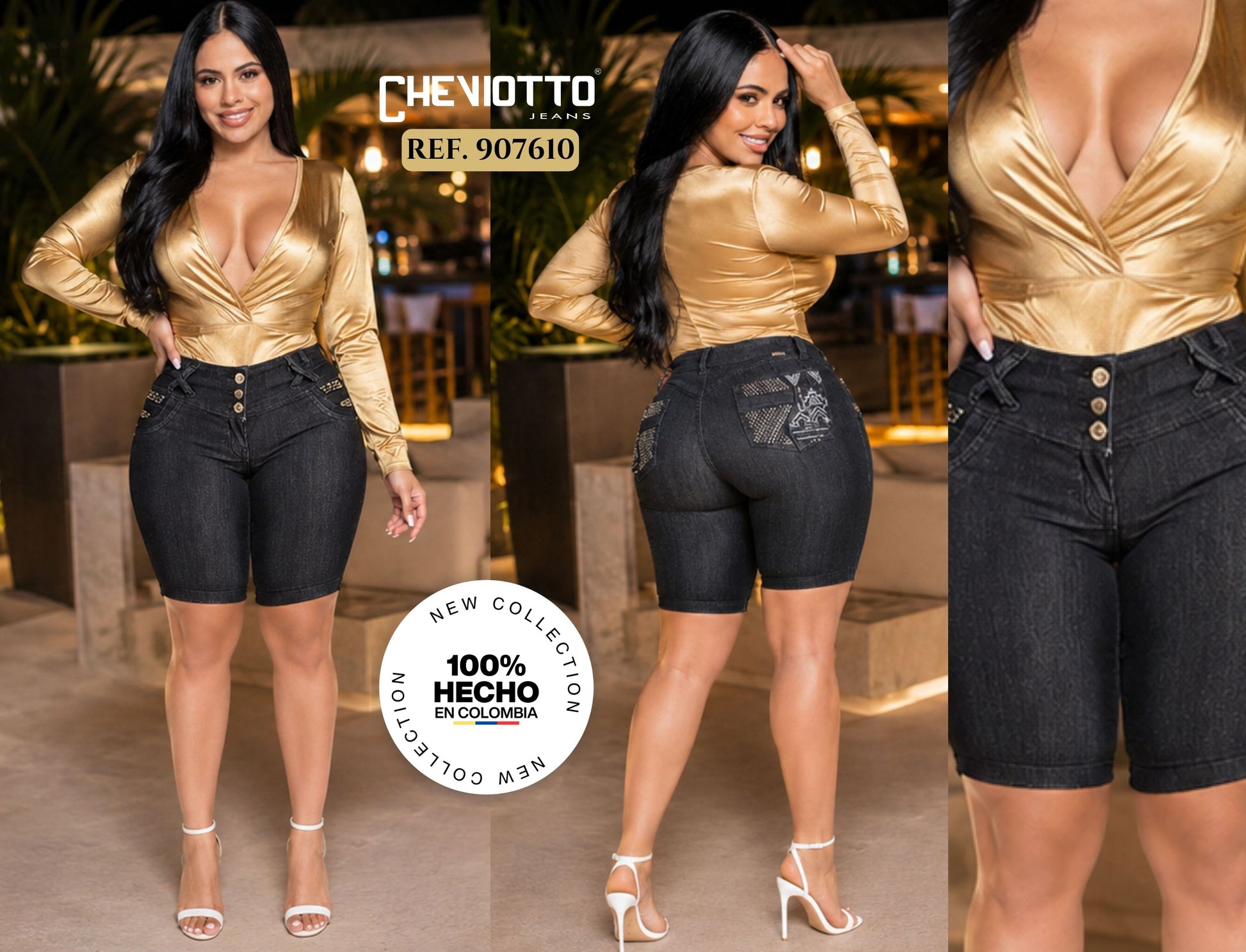 Ref. 001 - 907610 CH Vaqueros Capri Radiantes Colombianos - ropacolombianaeneuropa