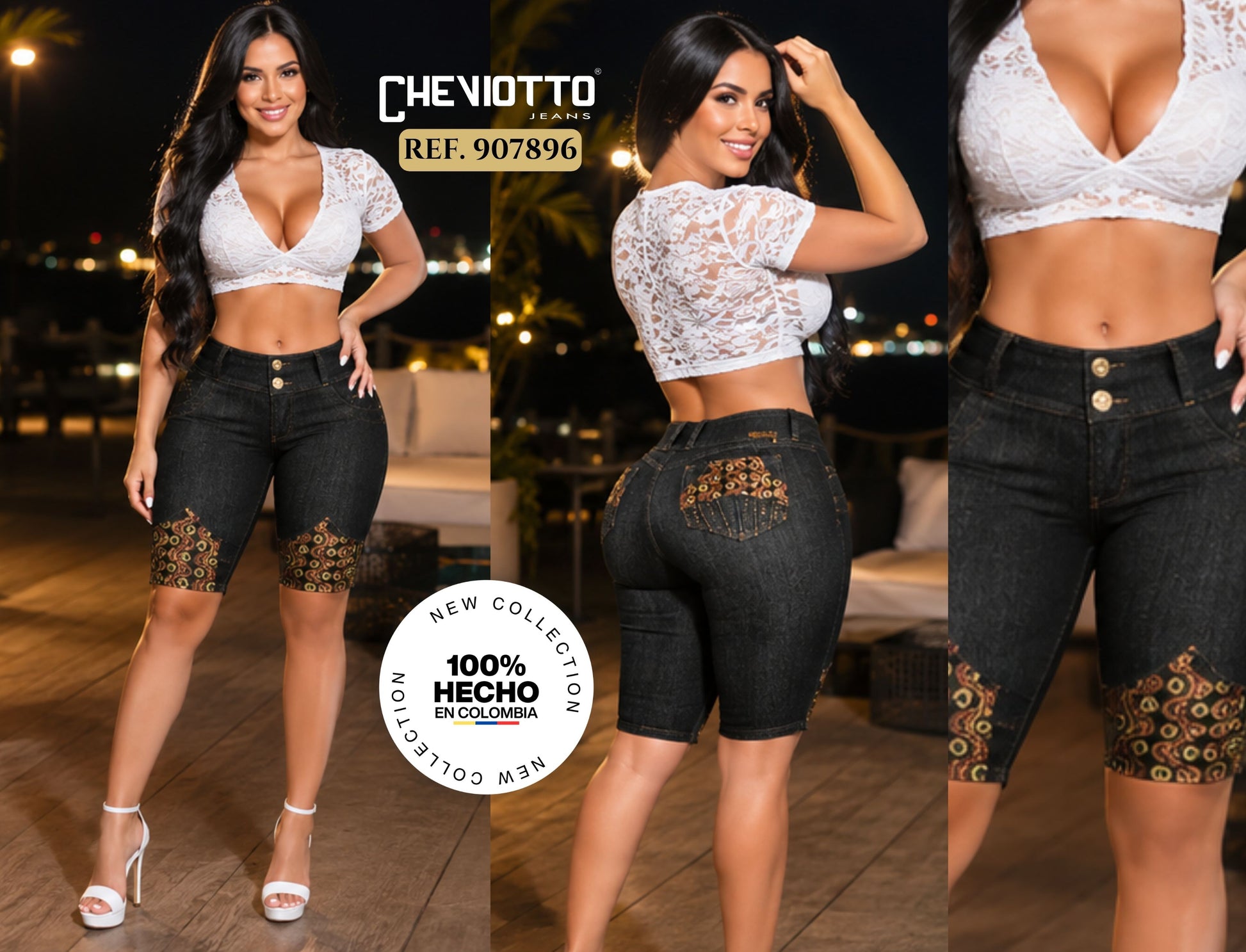 Ref. 001 - 907896 CH Jean Radiante y Llamativo tipo Capri - ropacolombianaeneuropa