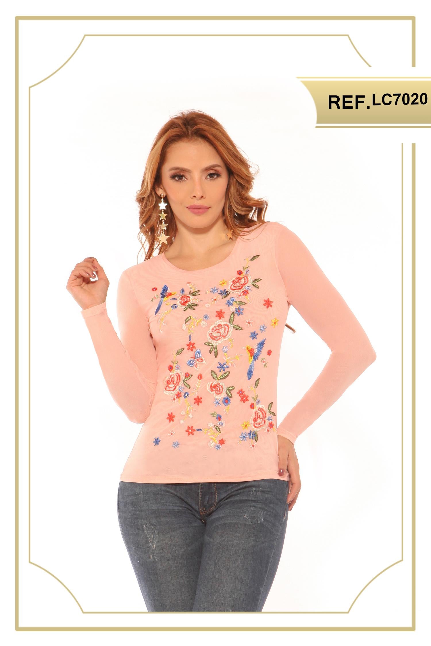 Ref. 003 -LC7020 BLUSA MANGA LARGA - ropacolombianaeneuropa