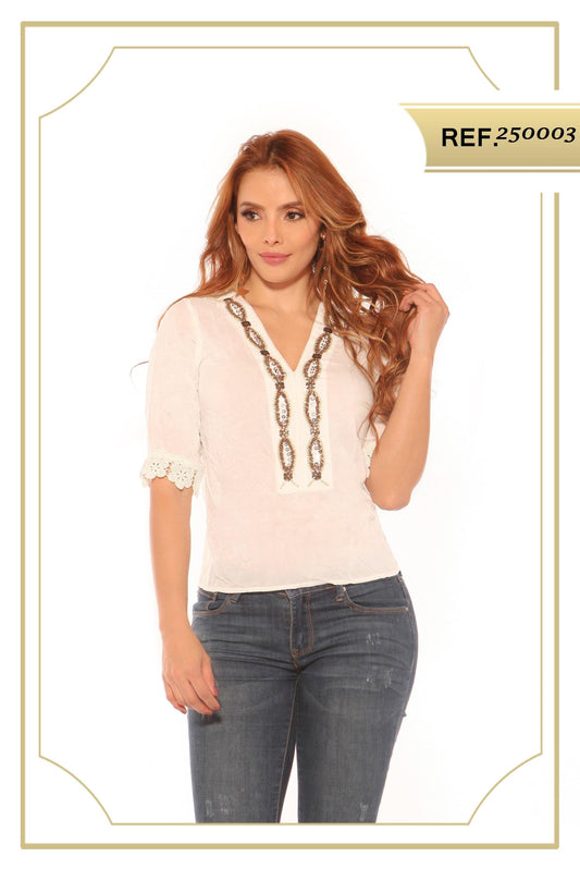 Ref. 015 -250003 BLUSA SEXY MANGA LARGA - ropacolombianaeneuropa