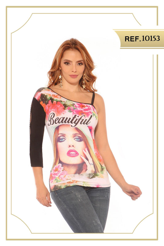 Ref. 004 -10153 Beautiful BLUSA SEXY DAMA CEREZA - ropacolombianaeneuropa