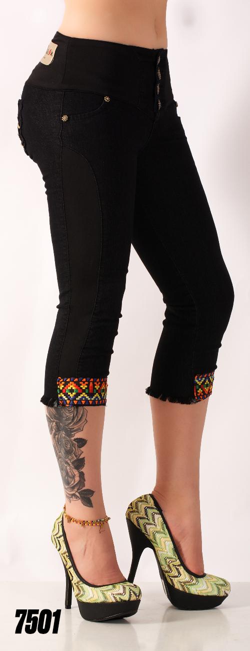Ref. 030 -7501C Capri Jean capri levantacola - ropacolombianaeneuropa