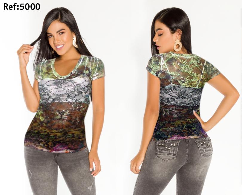 Ref. 005 -5000 Blusa Estampada Sexy - ropacolombianaeneuropa