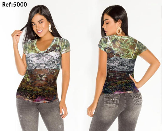 Ref. 005 -5000 Blusa Estampada Sexy - ropacolombianaeneuropa