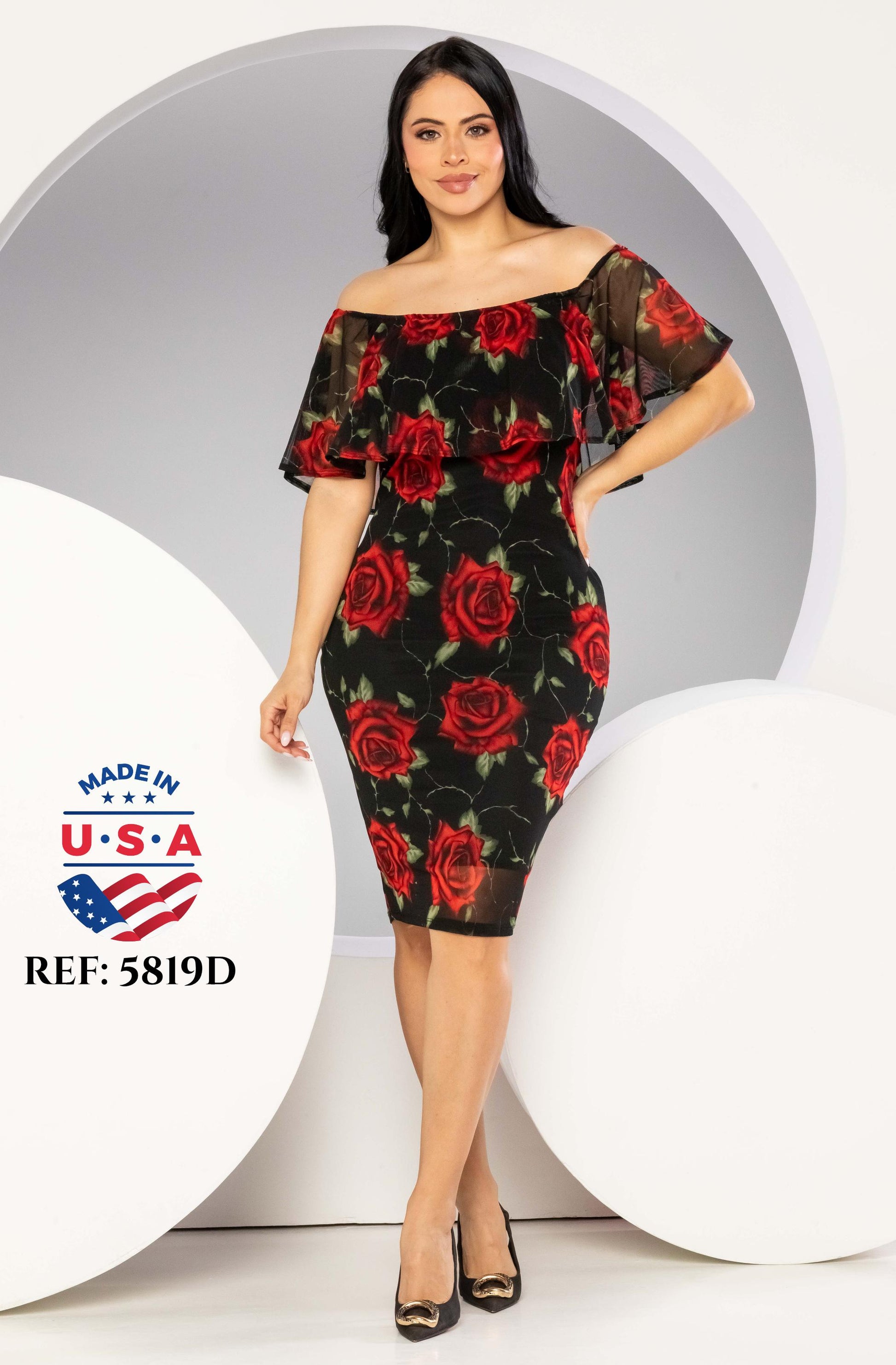 Ref. 003 -5819D VESTIDO FIESTA CORTO - ropacolombianaeneuropa