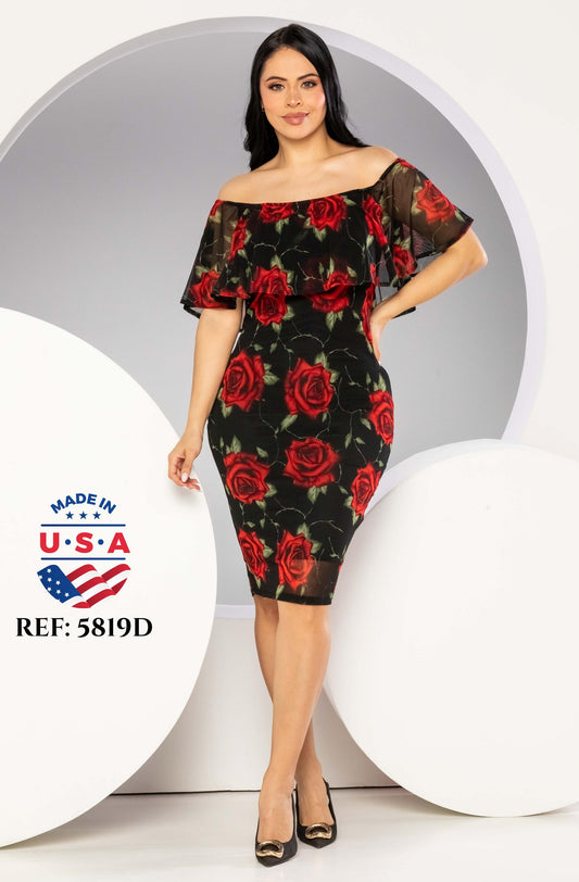 Ref. 003 -5819D VESTIDO FIESTA CORTO - ropacolombianaeneuropa